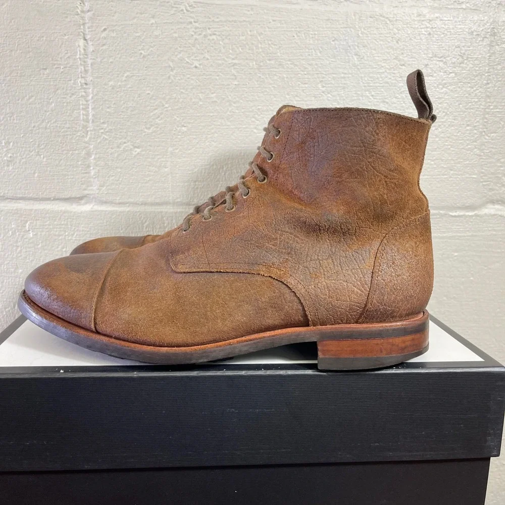 Taft The Dragon 9520 Cap Toe Brown Roughout Suede Boots Lace up Men's 10 US